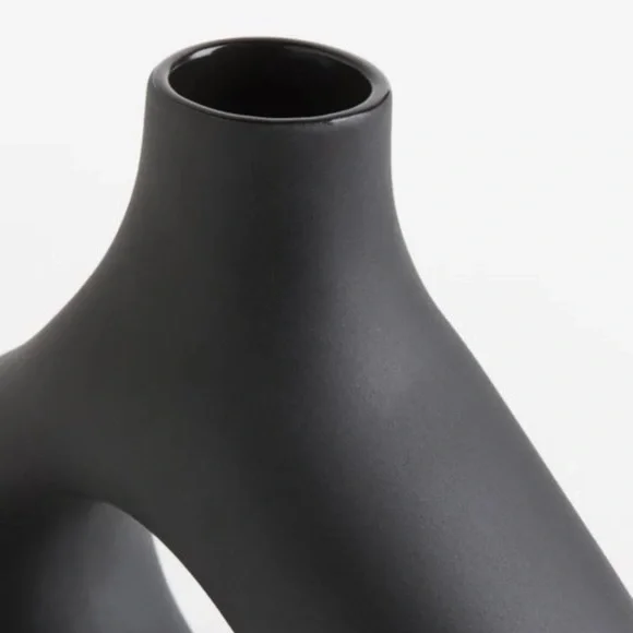 H&M Home Stoneware Modern Irregular Black Ceramic Vase Decor - Picture 6 of 10